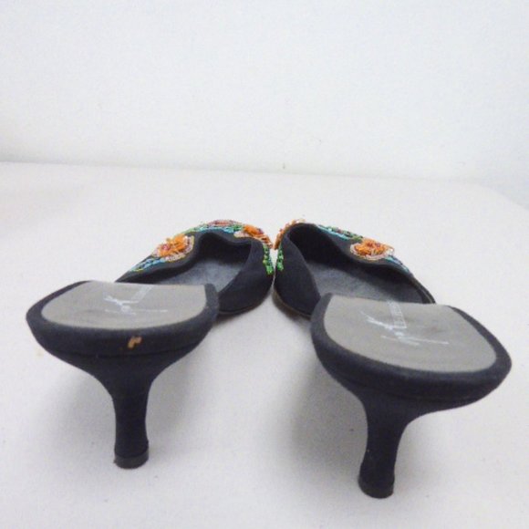 GIUSEPPE ZANOTTI VICINI BEADED FLORAL mules kitten heels slides 9.5 - Picture 9 of 13
